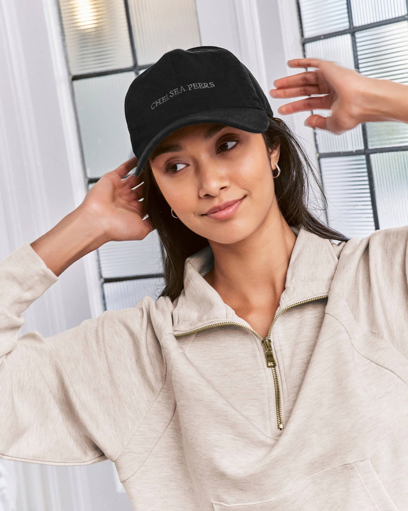 Cotton Twill Embroidered Logo Baseball Cap - Black - Image 3