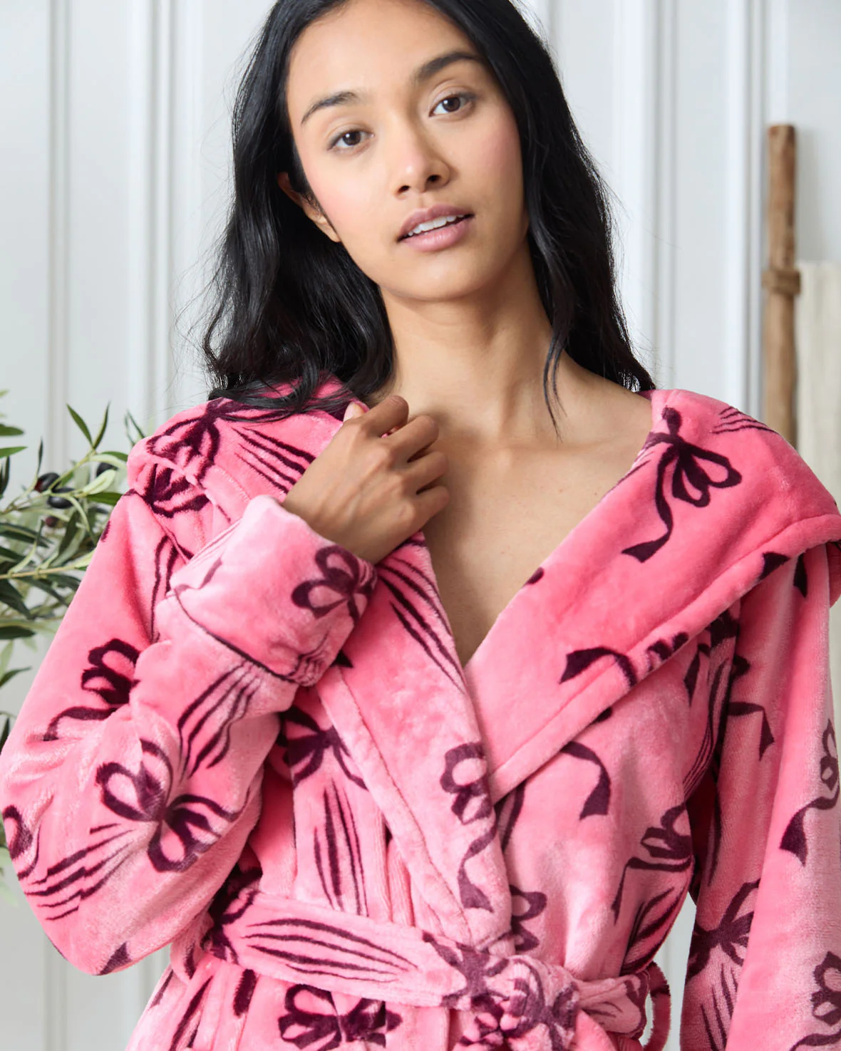 Fleece Bow Print Dressing Gown - Image 3