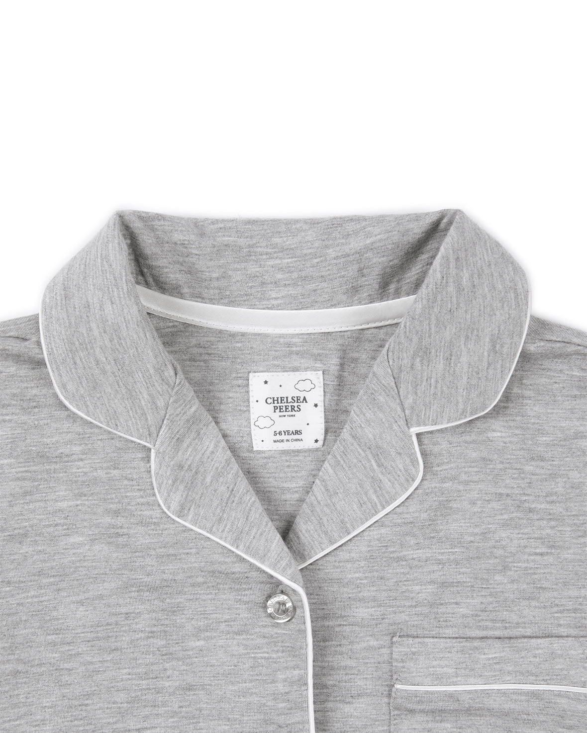 Kids TENCEL™ Modal Long Button Up Pyjama Set - Grey Marl - Image 3