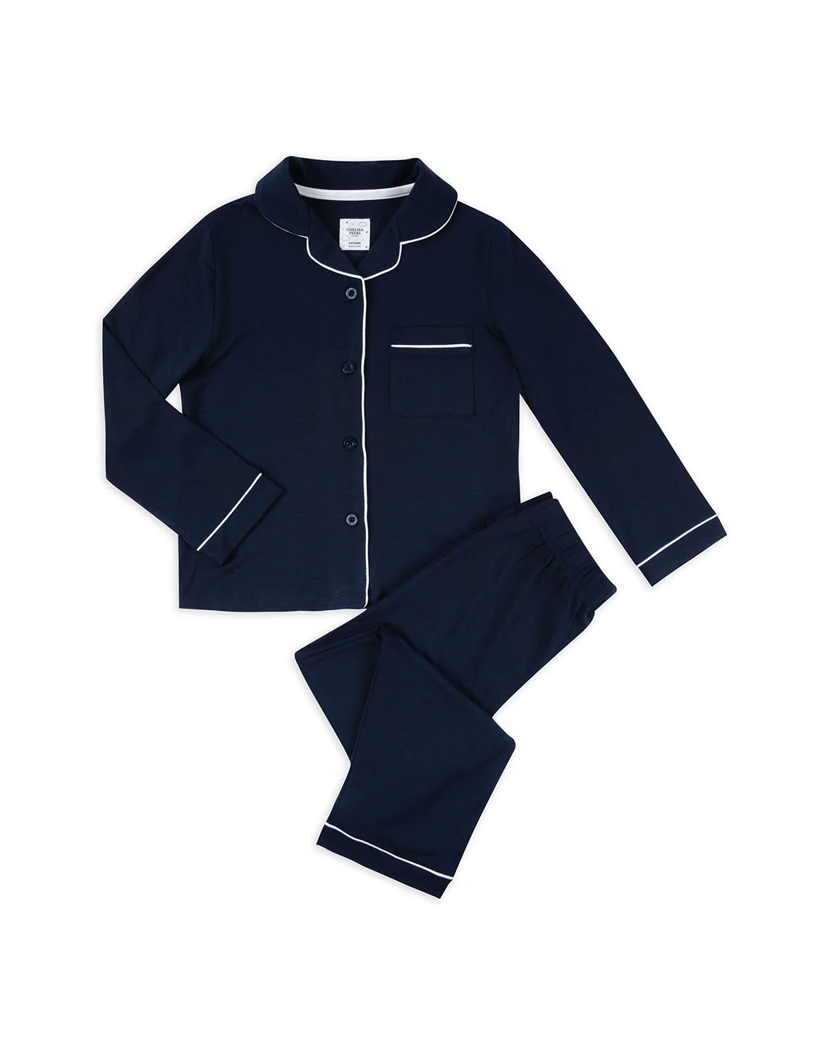 Kids TENCEL™ Modal Long Button Up Pyjama Set - Navy - Image 3