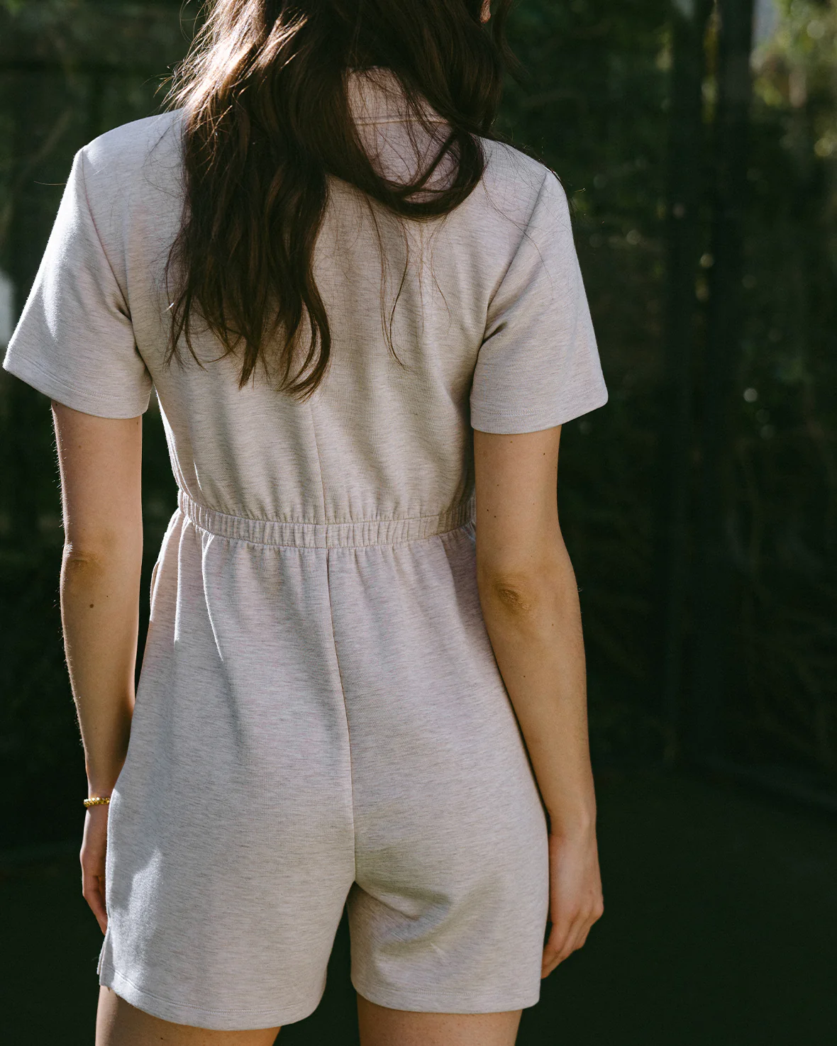 LuxeComfort Scuba Short Playsuit - Beige Marl - Image 3