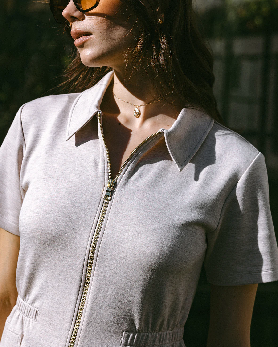 LuxeComfort Scuba Short Playsuit - Beige Marl - Image 4