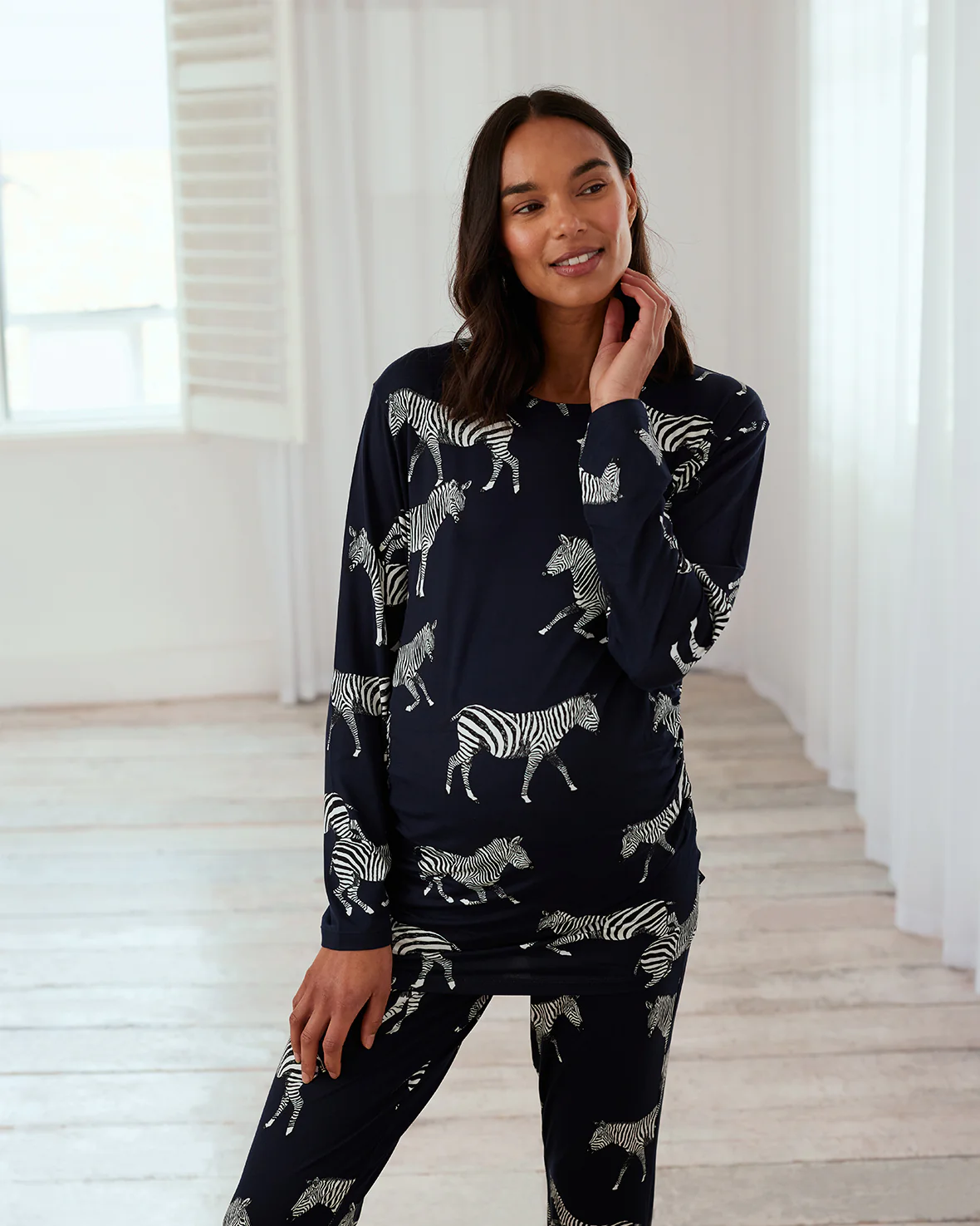 Maternity Zebra Print Long Pyjama Set - Image 4