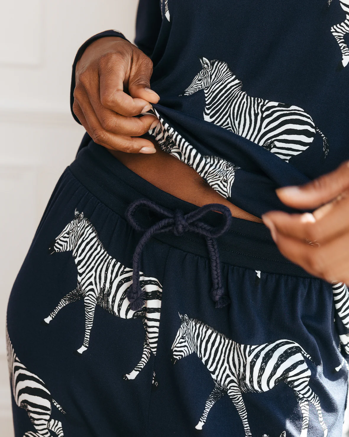 Zebra Print Long Pyjama Set - Navy - Image 4
