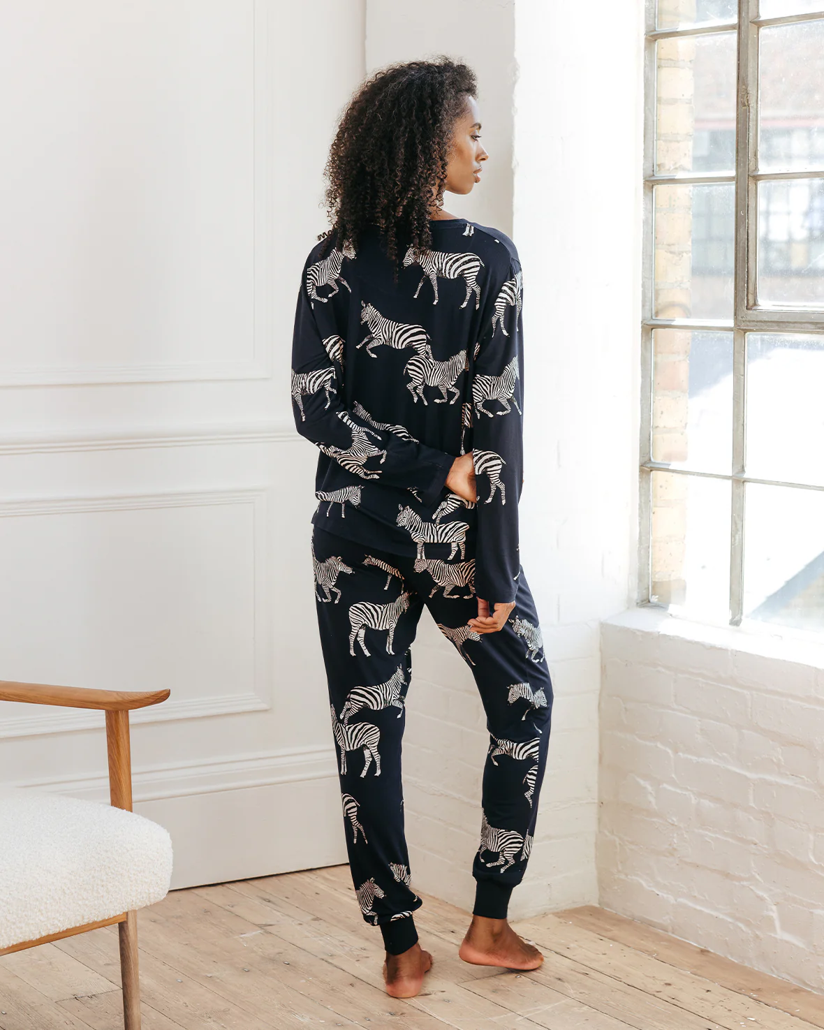 Zebra Print Long Pyjama Set - Navy - Image 5