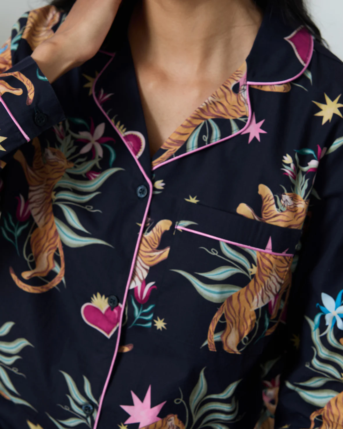 Organic Cotton Enchanted Tiger Print Long Pyjama Set - Image 3