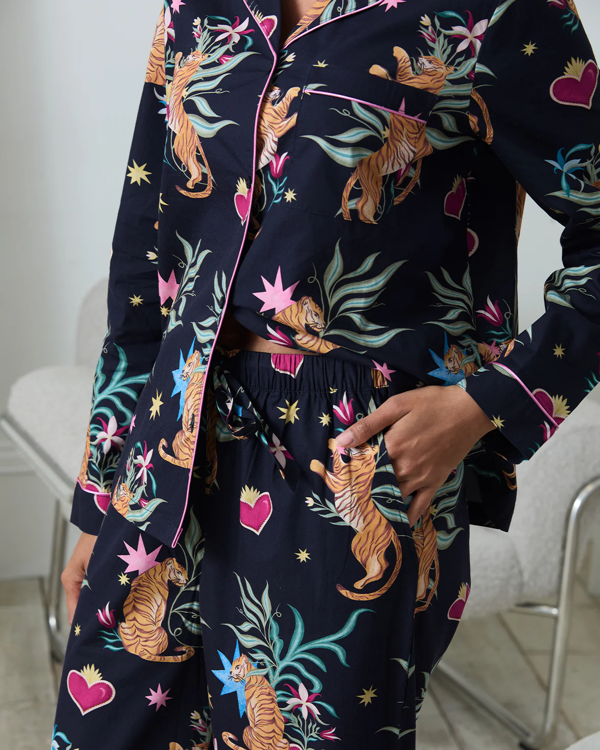 Organic Cotton Enchanted Tiger Print Long Pyjama Set - Image 4