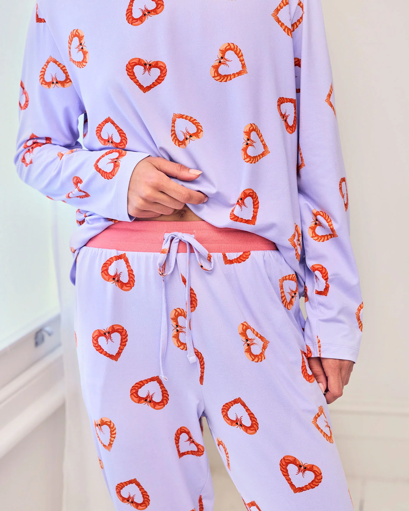 Petite Shrimp Heart Print Long Pyjama Set - Image 4