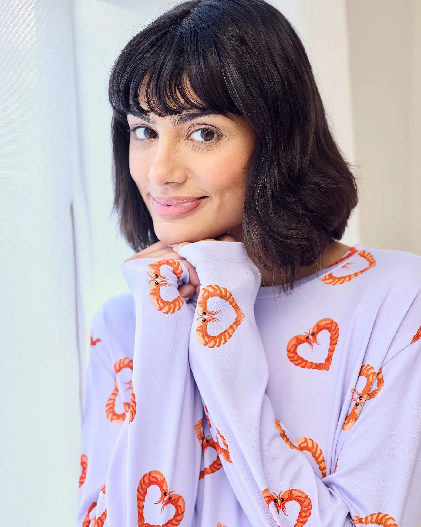 Petite Shrimp Heart Print Long Pyjama Set - Image 5