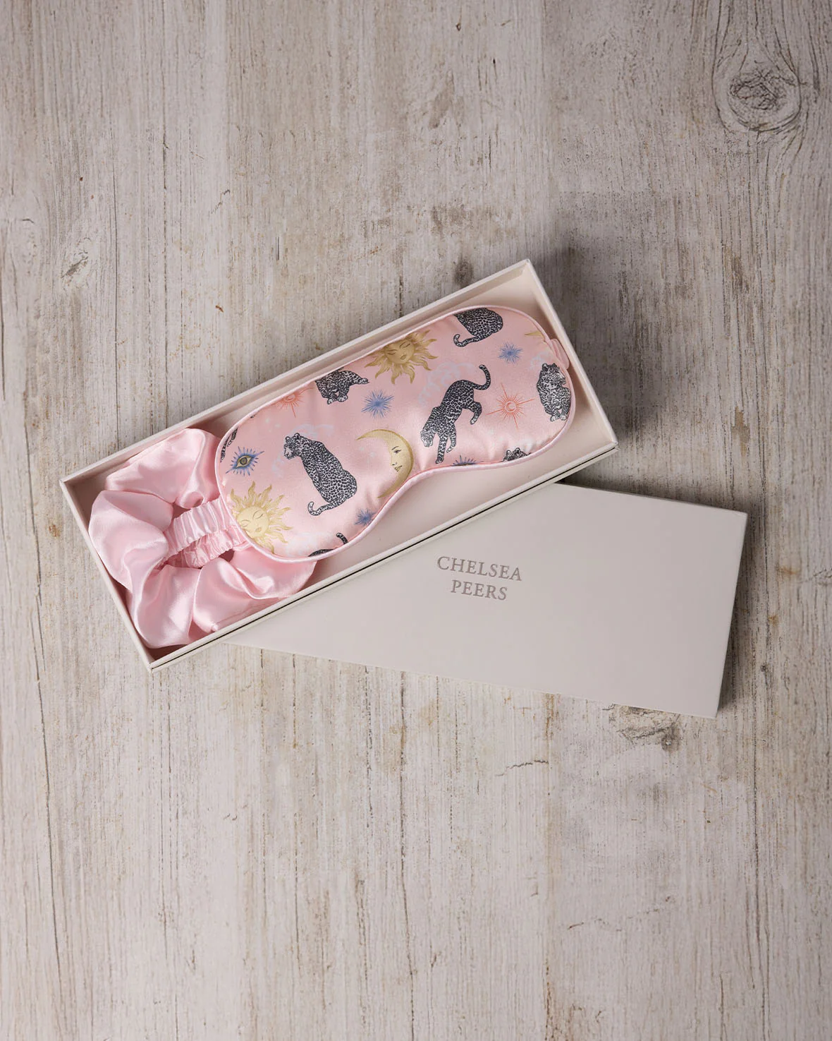 Satin Celestial Leopard Print Sleep Mask & Scrunchie Gift Set - Image 3