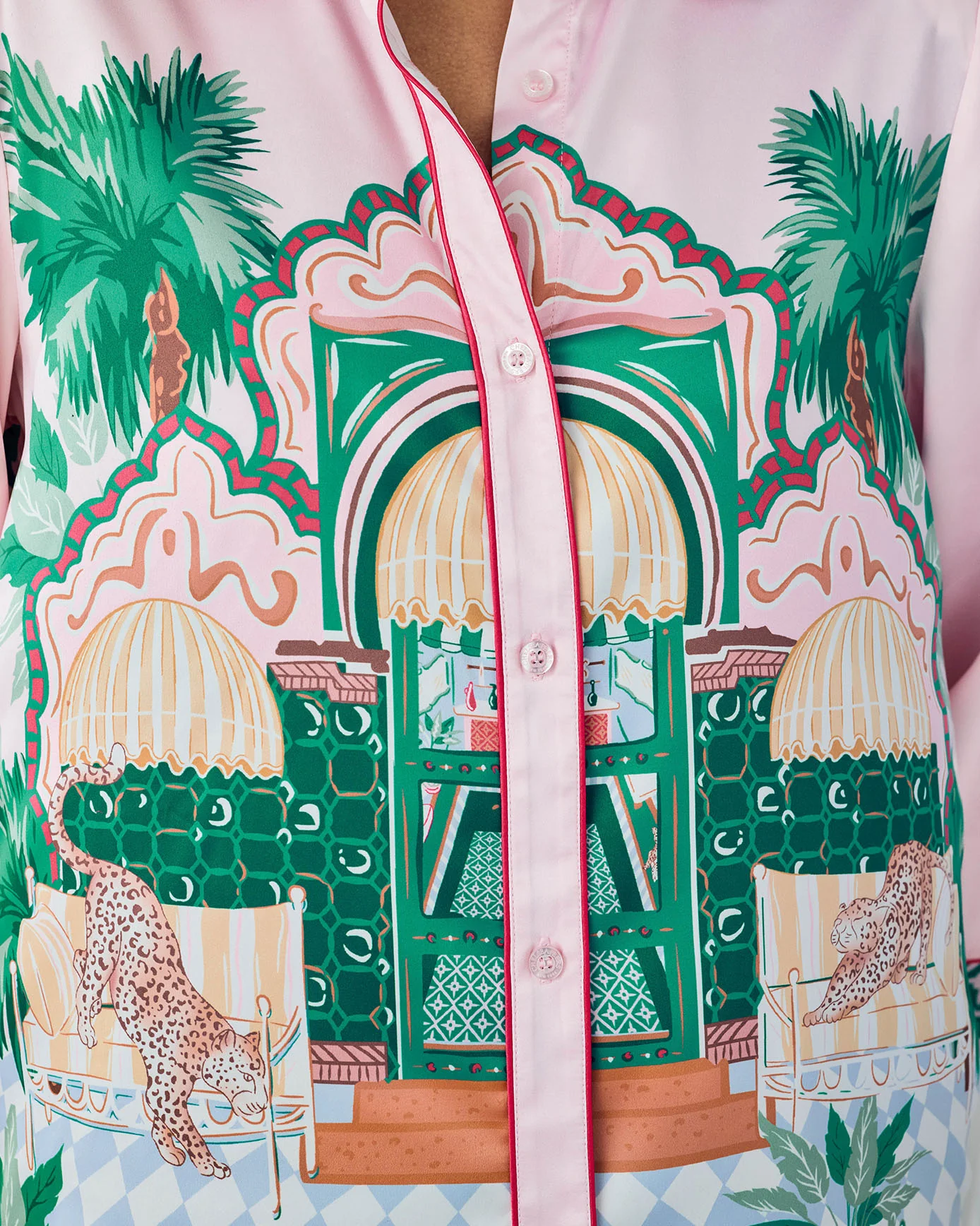 Satin The Clubhouse Print Long Pyjama Set - Image 7