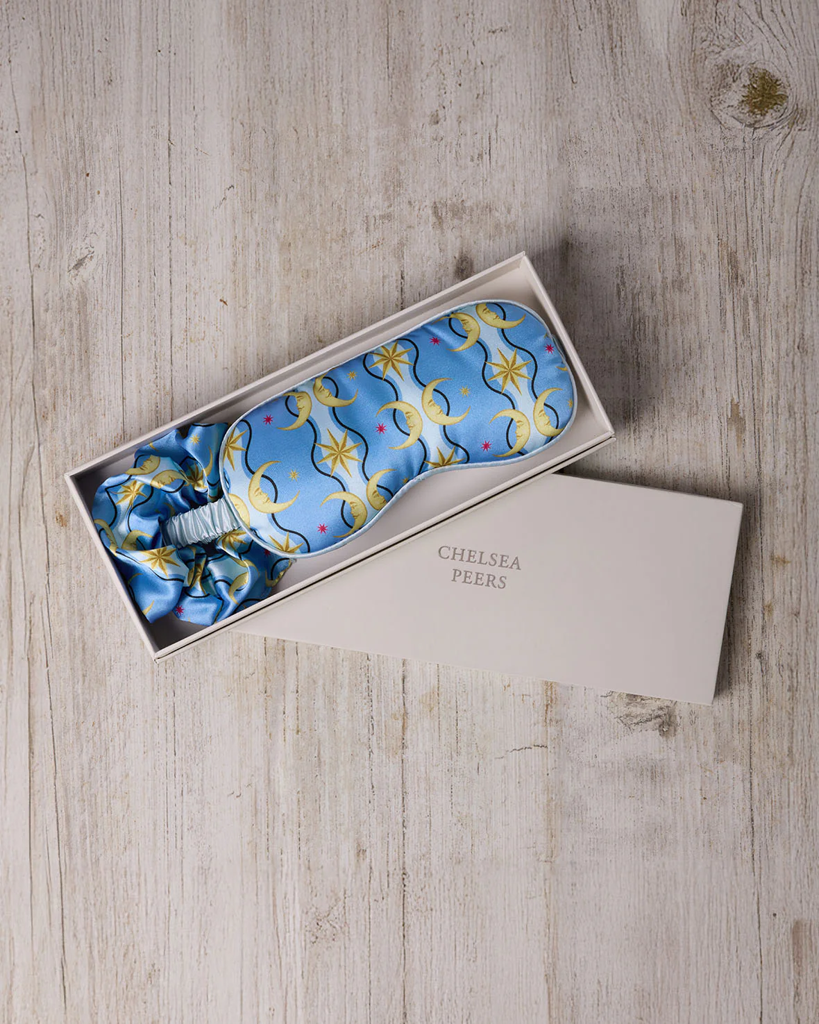 Satin Tiled Moon Print Sleep Mask & Scrunchie Gift Set - Image 3
