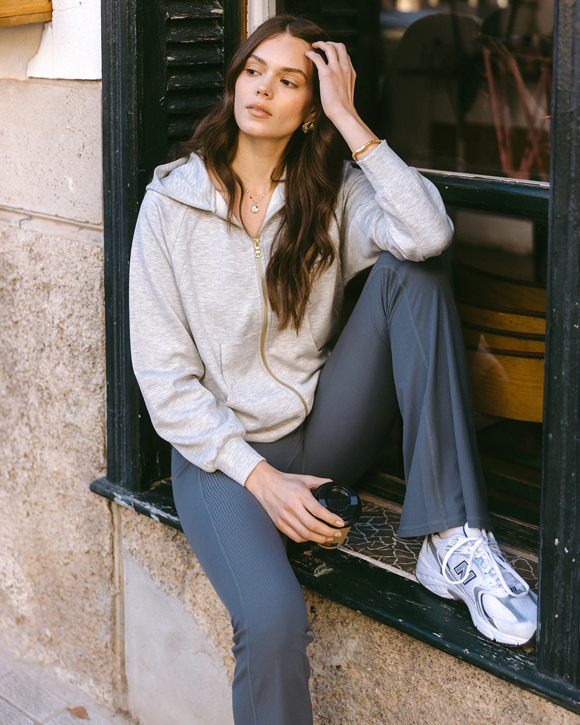 SoftSculpt Rib Flared Leggings - Charcoal - Image 6