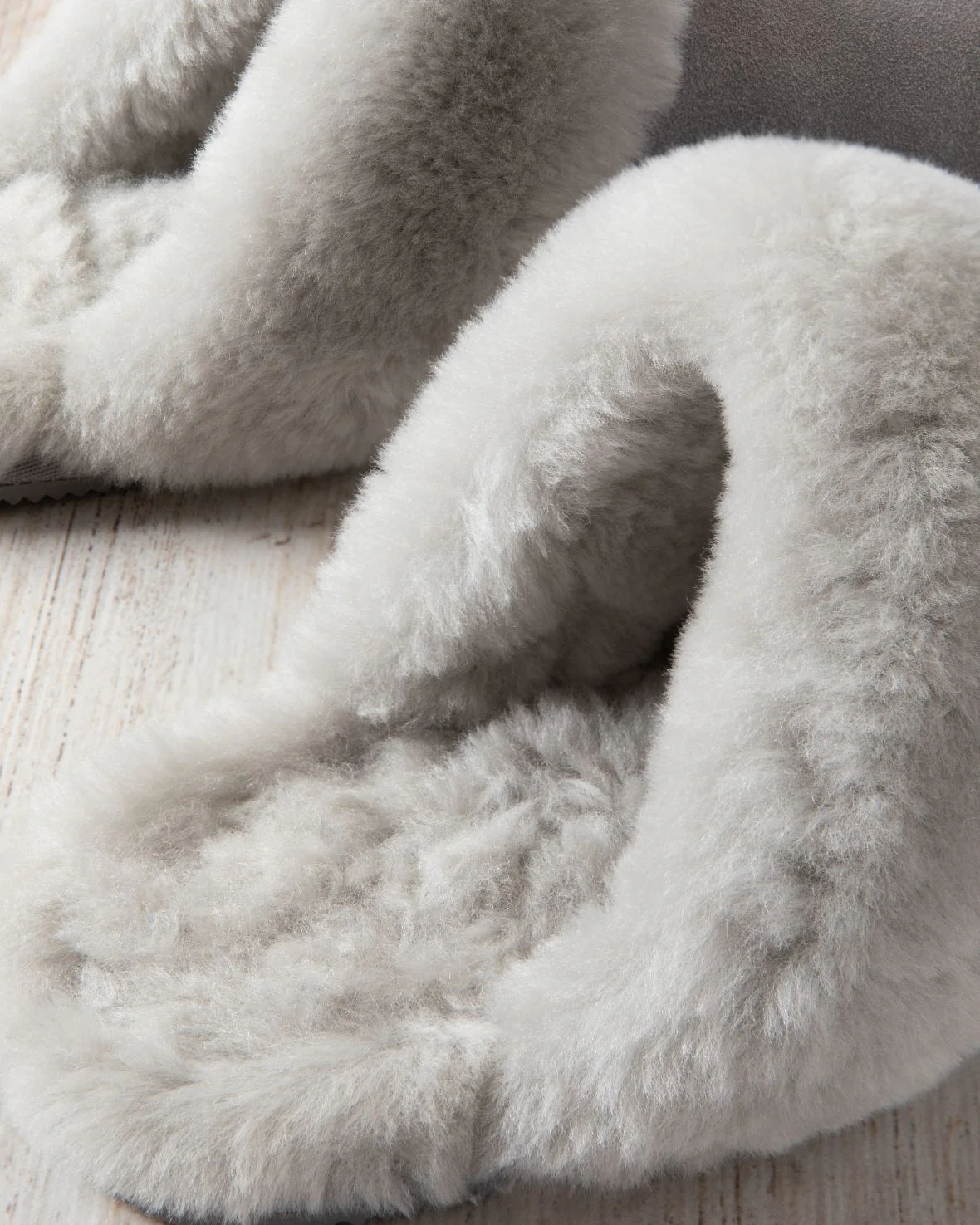 Suede Sheepskin Mule Slippers - Grey - Image 3