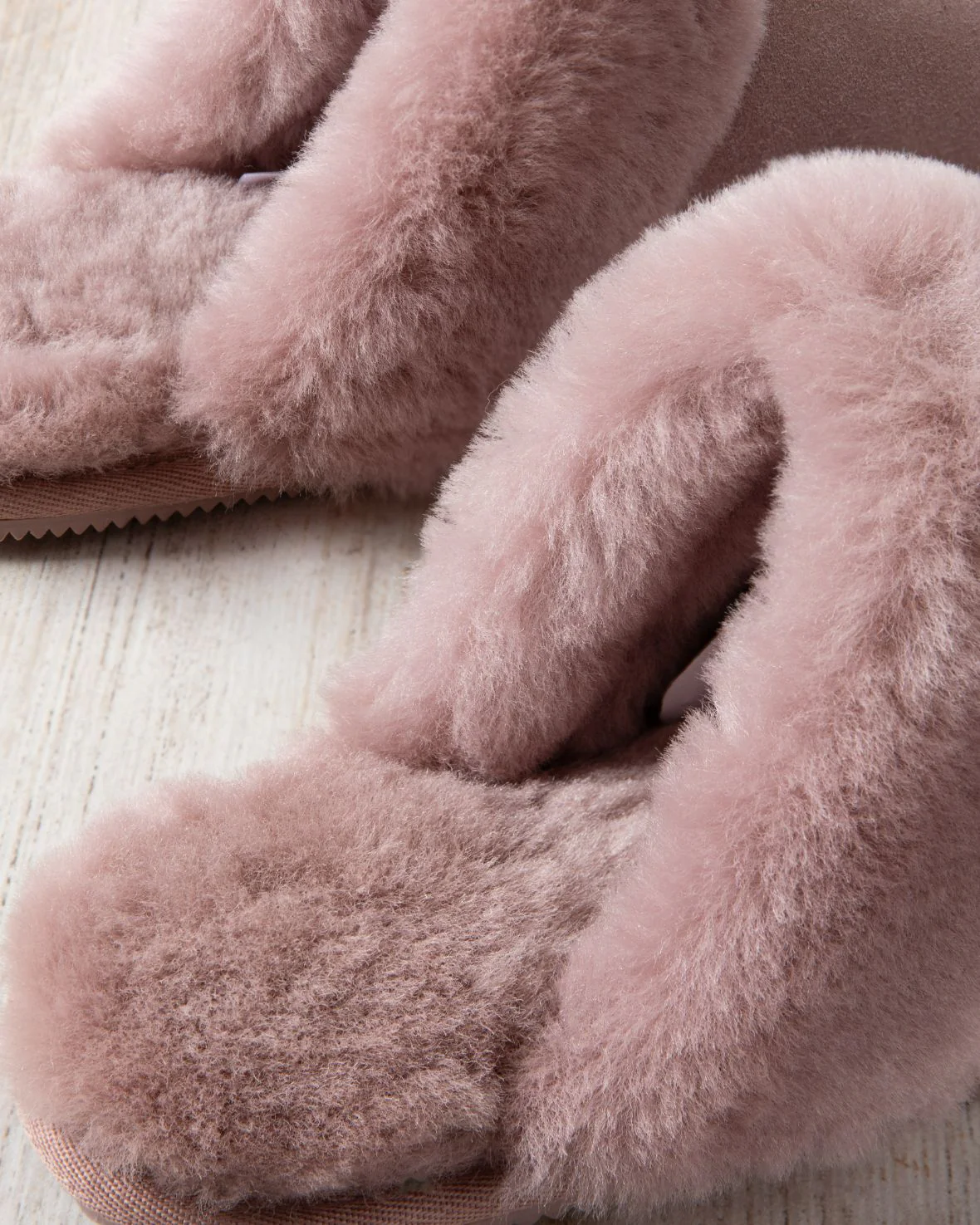 Suede Sheepskin Mule Slippers - Pink - Image 4