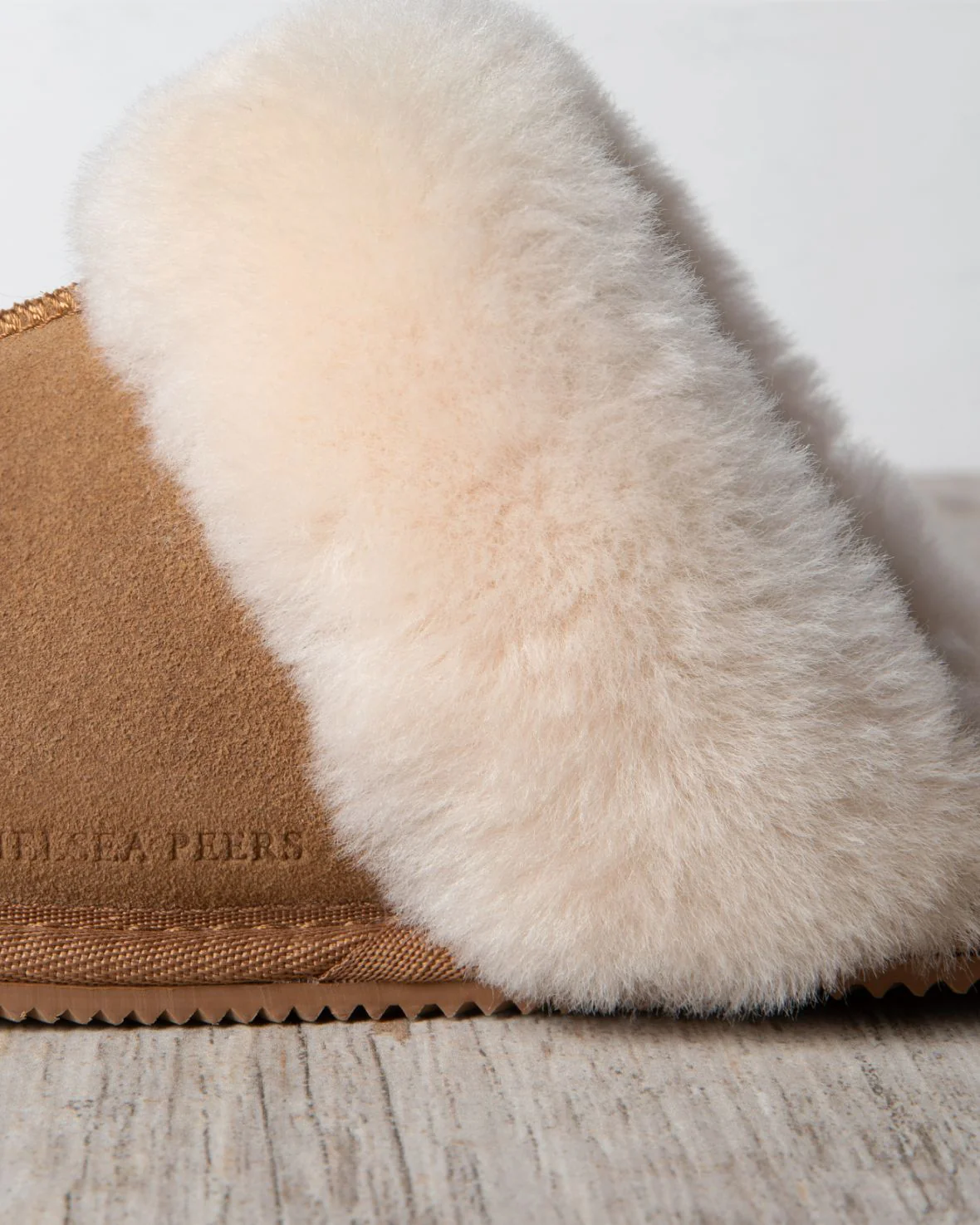 Suede Sheepskin Mule Slippers - Tan - Image 3