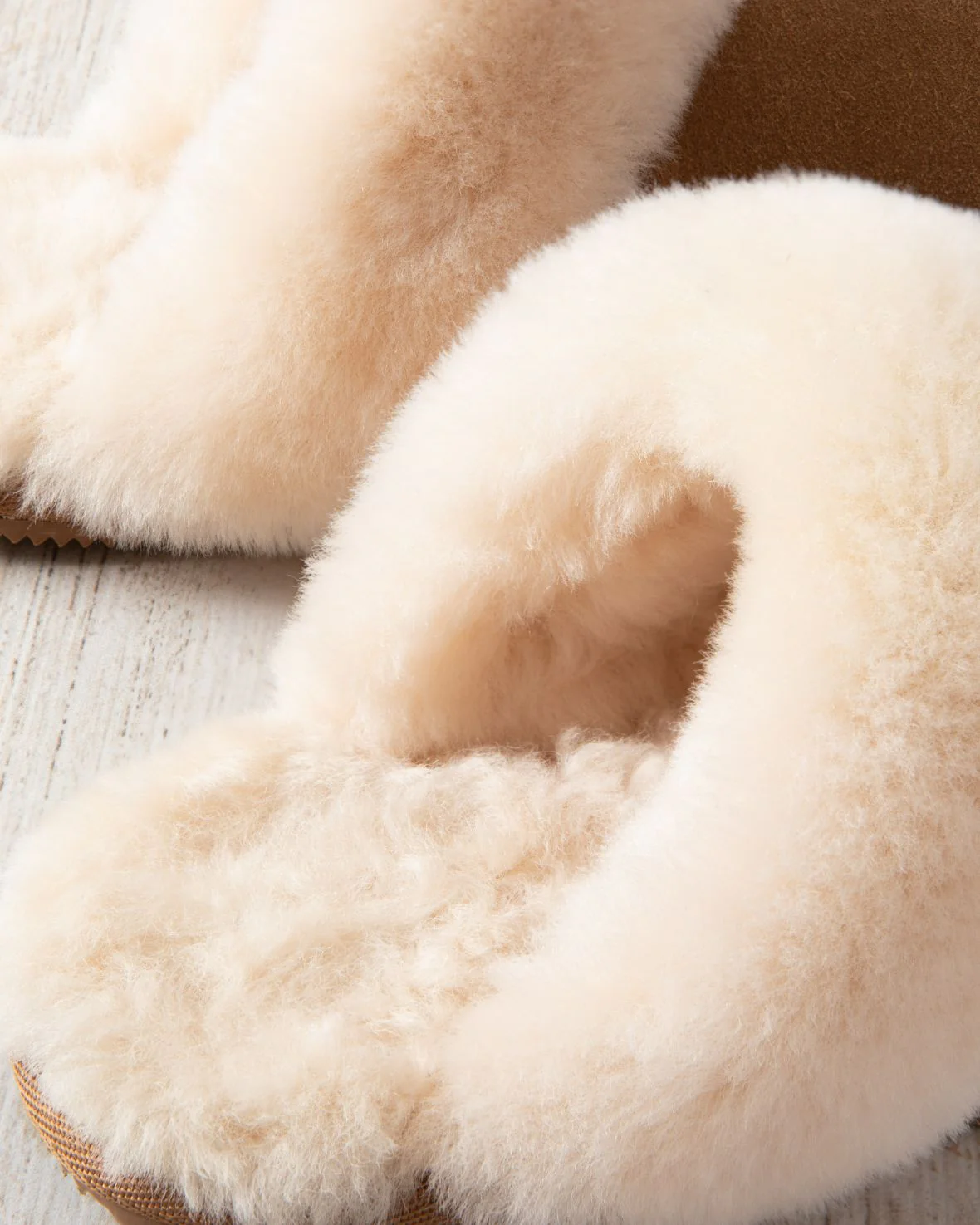 Suede Sheepskin Mule Slippers - Tan - Image 4