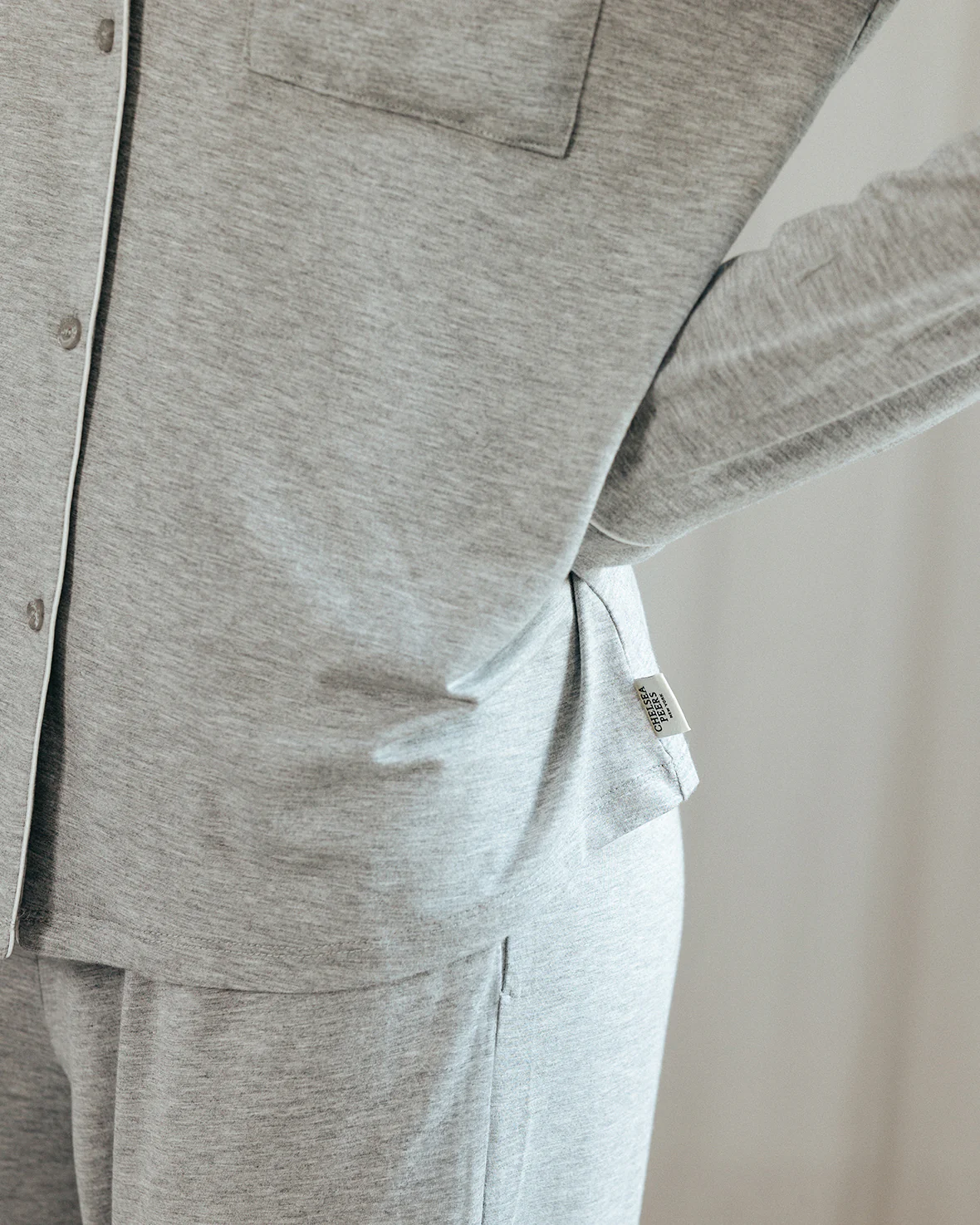 TENCEL™ Modal Long Button Up Pyjama Set - Grey - Image 3