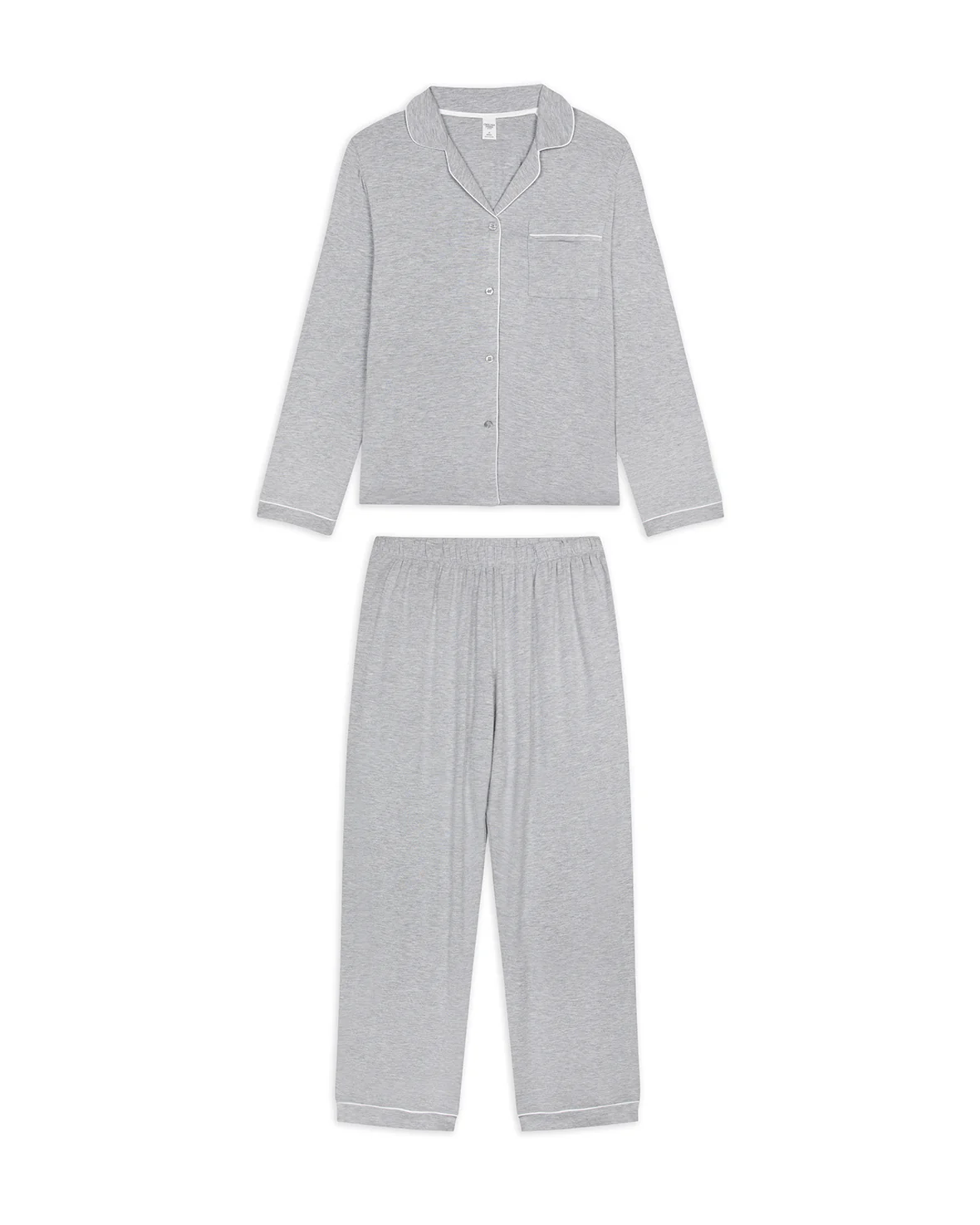 TENCEL™ Modal Long Button Up Pyjama Set - Grey - Image 6