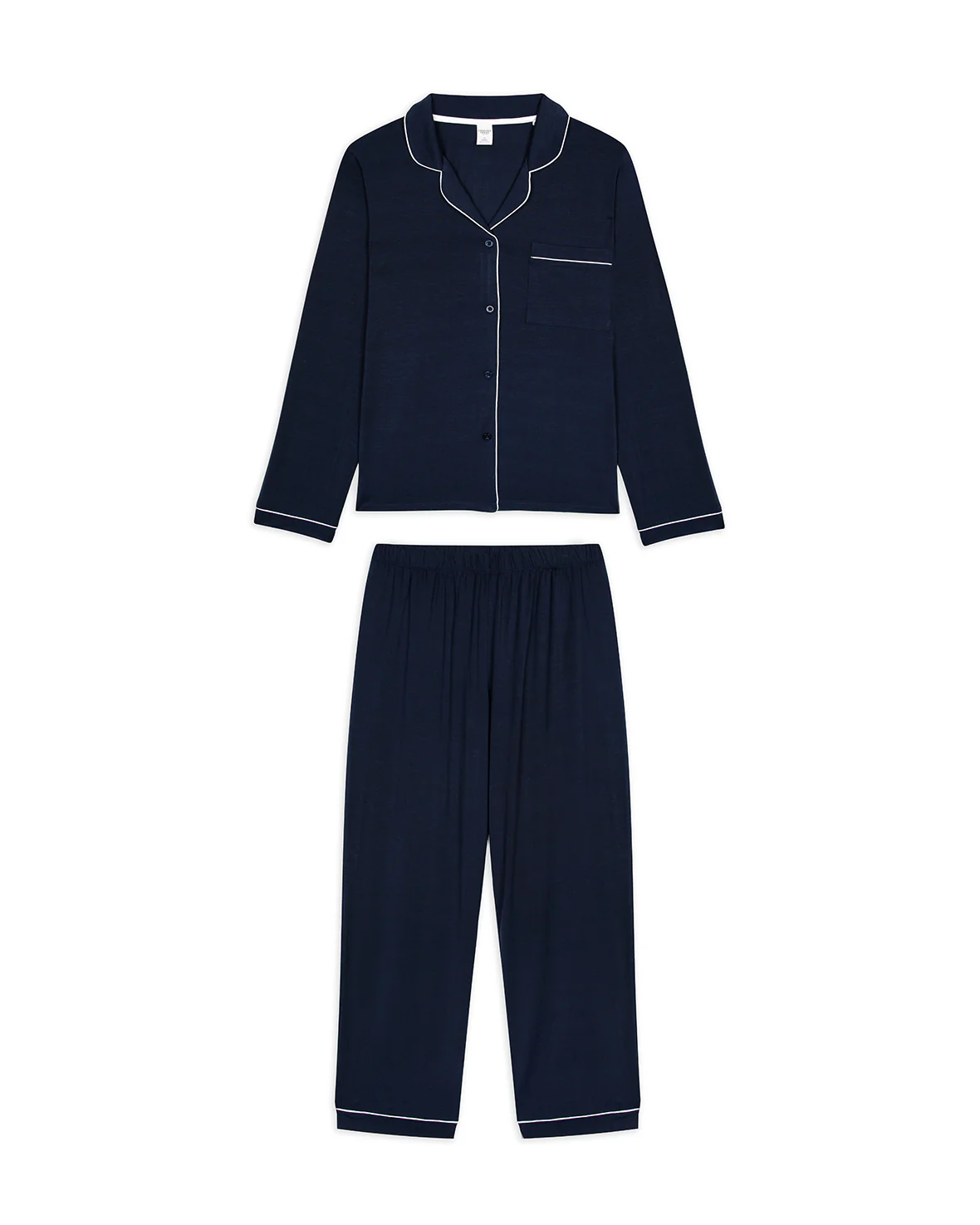 TENCEL™ Modal Long Button Up Pyjama Set - Navy - Image 6