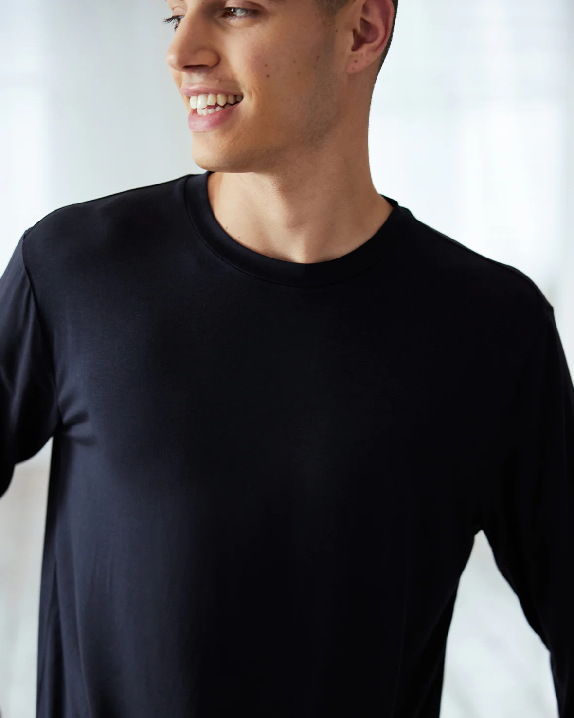 TENCEL™ Modal Crew Neck Long Pyjama Set - Navy - Image 3