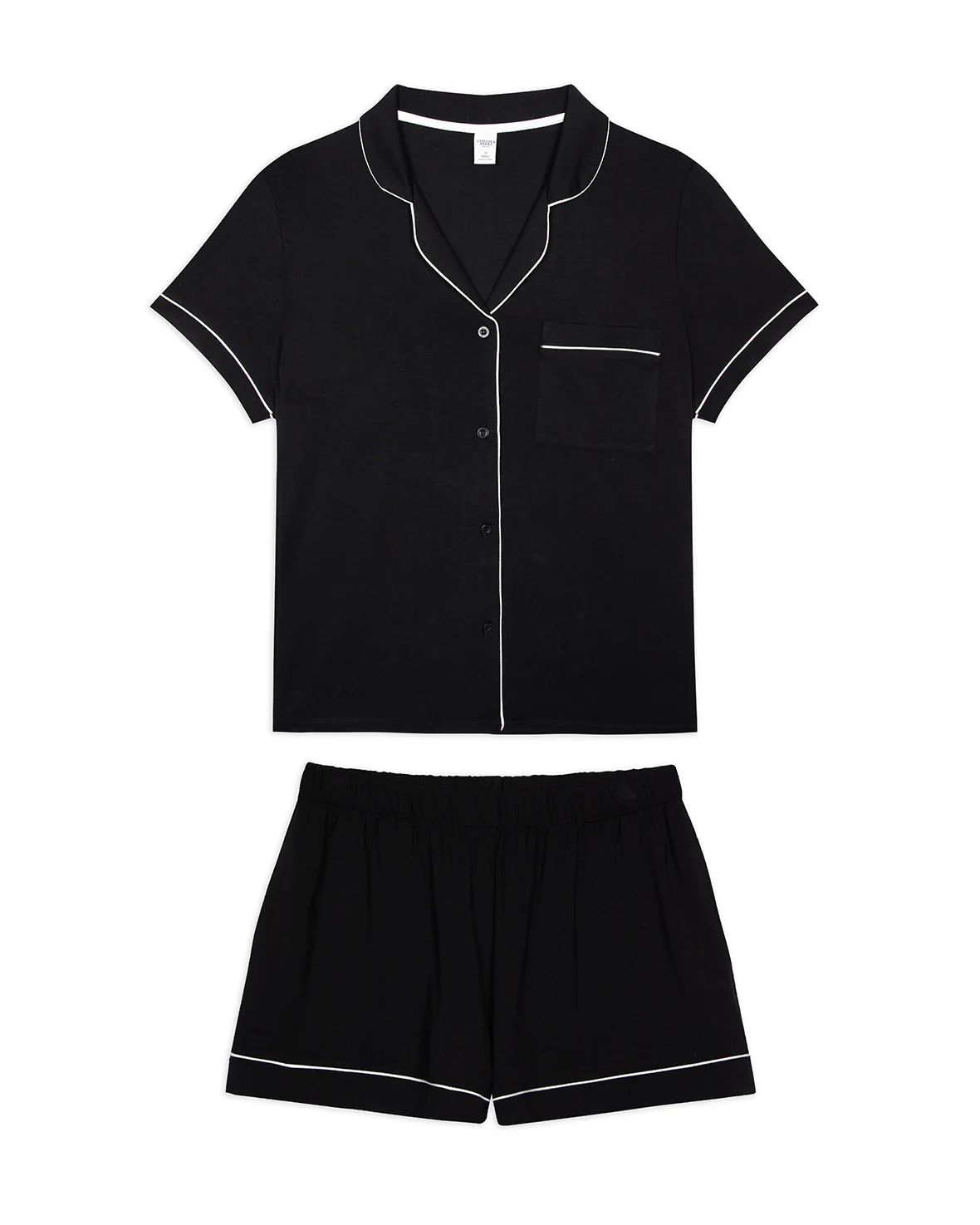 TENCEL™ Modal Short Button Up Pyjama Set - Black - Image 6