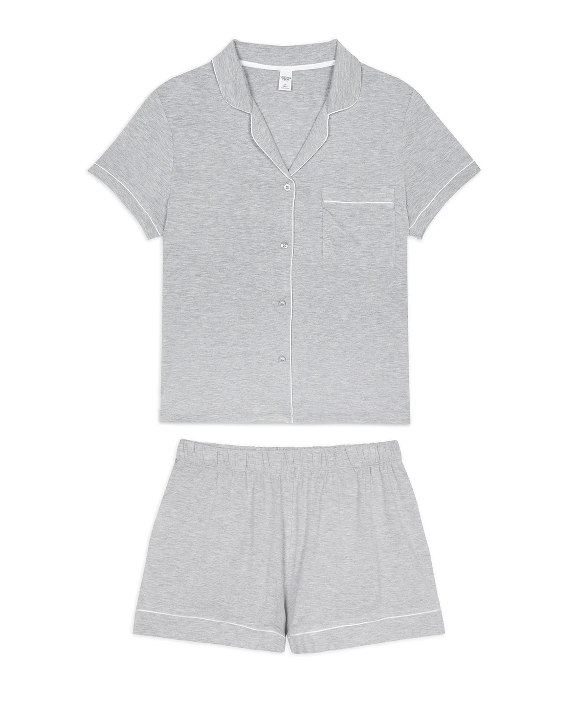 TENCEL™ Modal Short Button Up Pyjama Set - Grey - Image 6