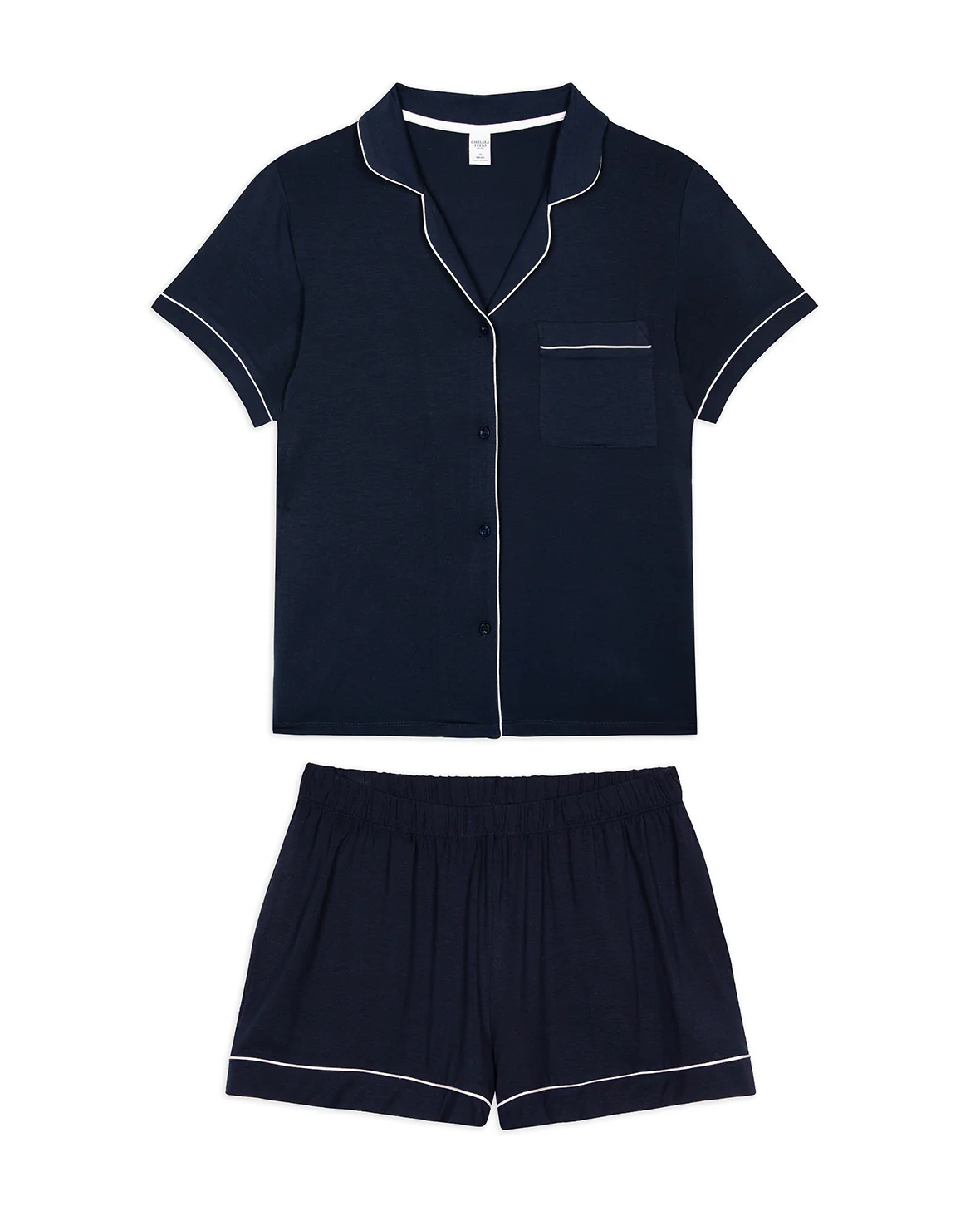 TENCEL™ Modal Short Button Up Pyjama Set - Navy - Image 6
