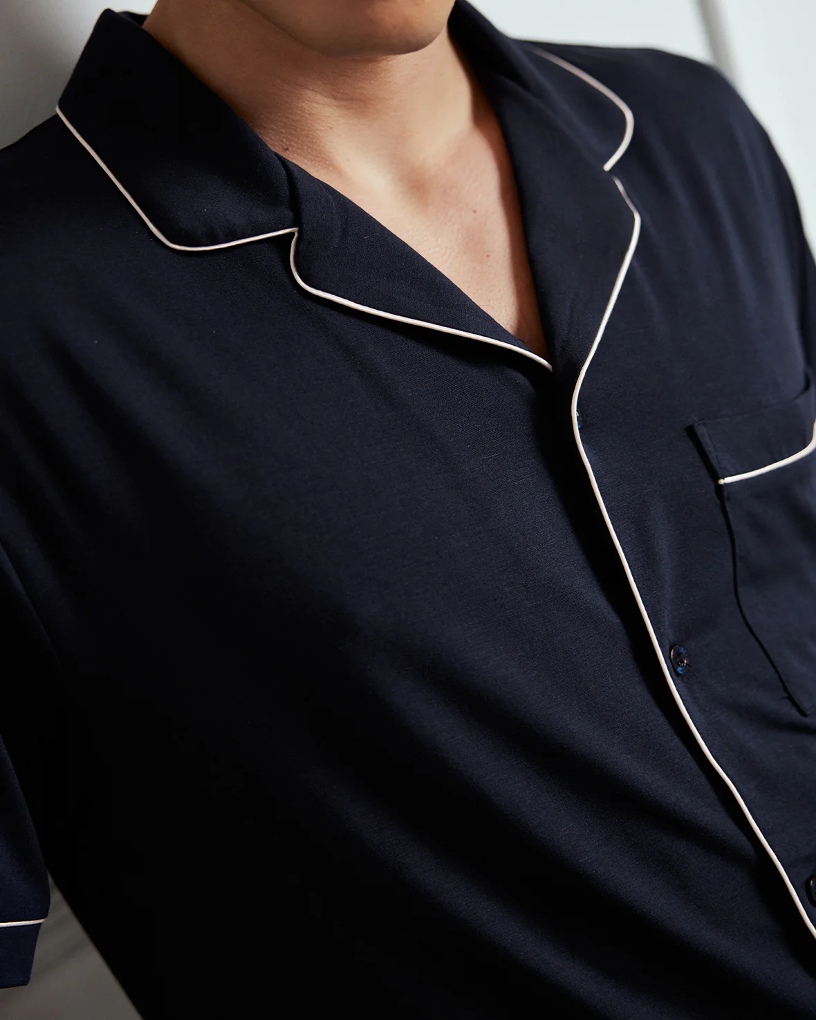 TENCEL™ Modal Button Up Short Pyjama Set - Navy - Image 4