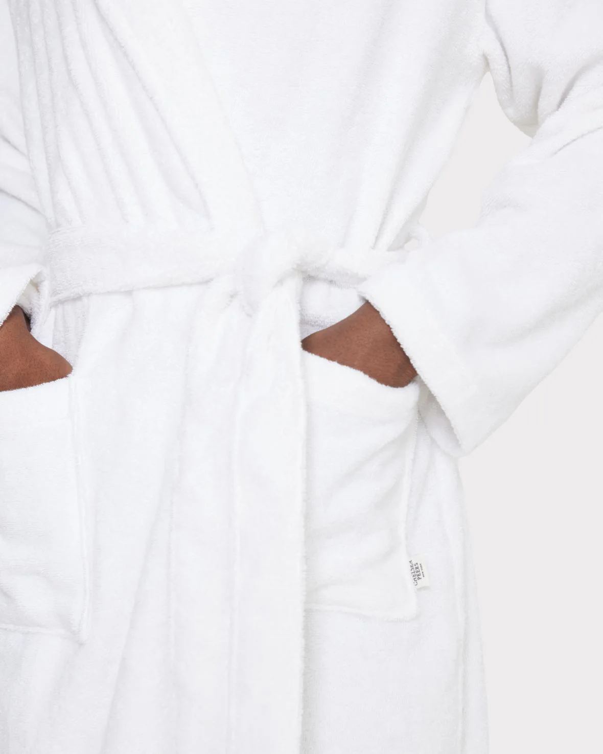 Cotton Towelling Dressing Gown - White - Image 4