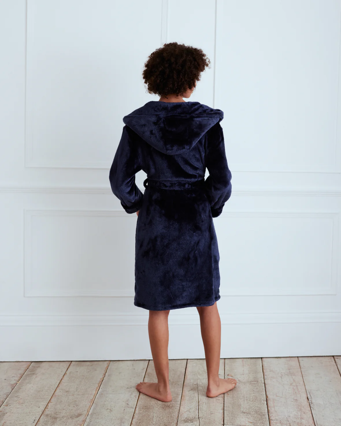 Fleece Dressing Gown - Navy - Image 4